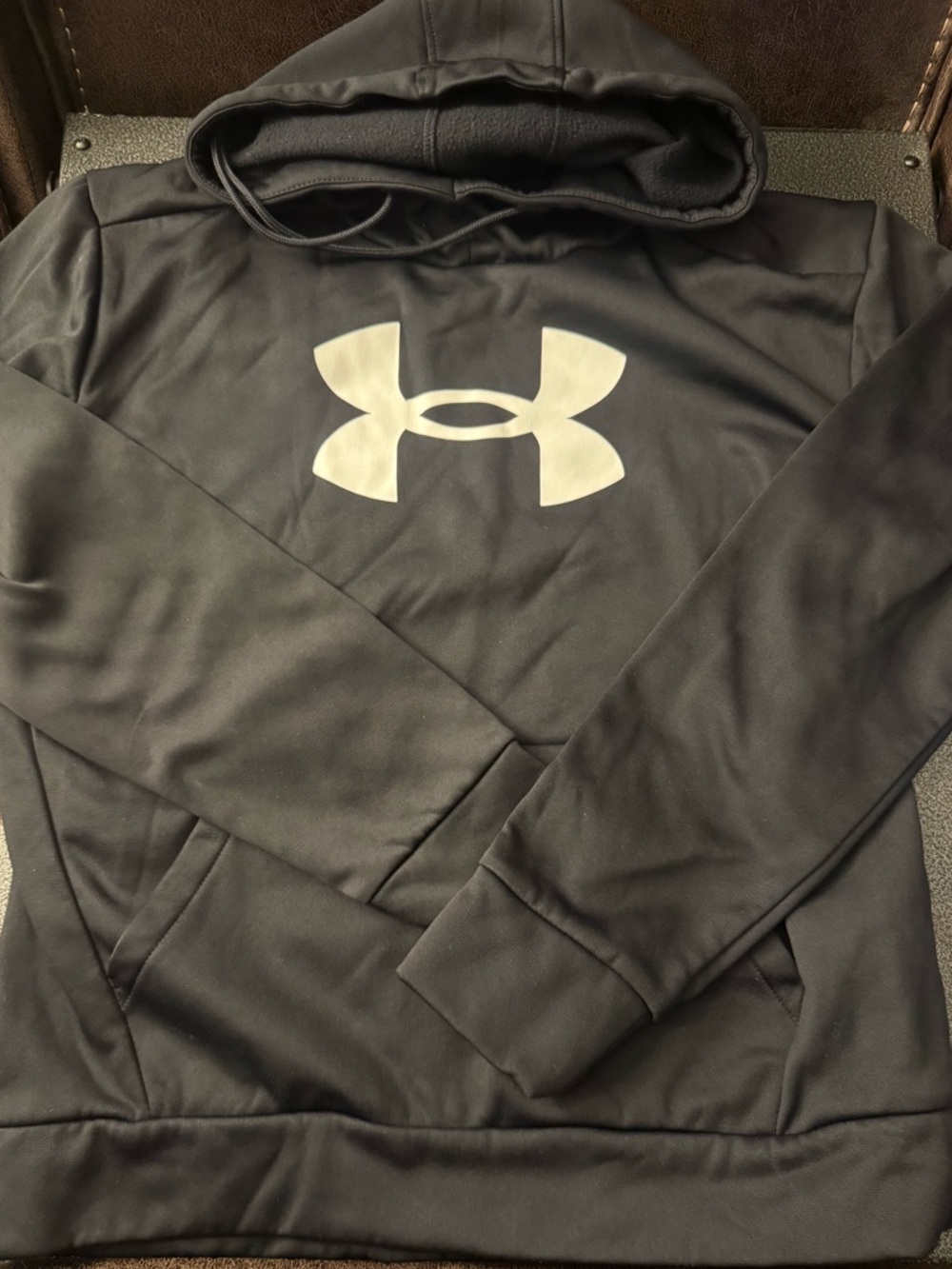 Under Armour Black Hoodie with White UA Emblem Size Small